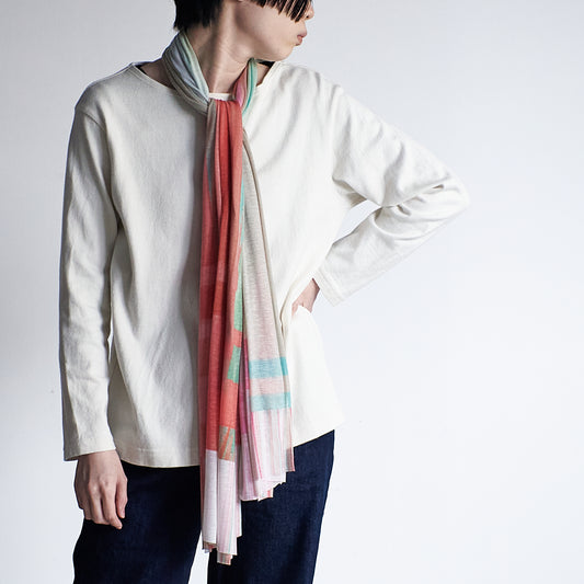 肌に馴染むニットストール - FANCY STRIPE - 1color