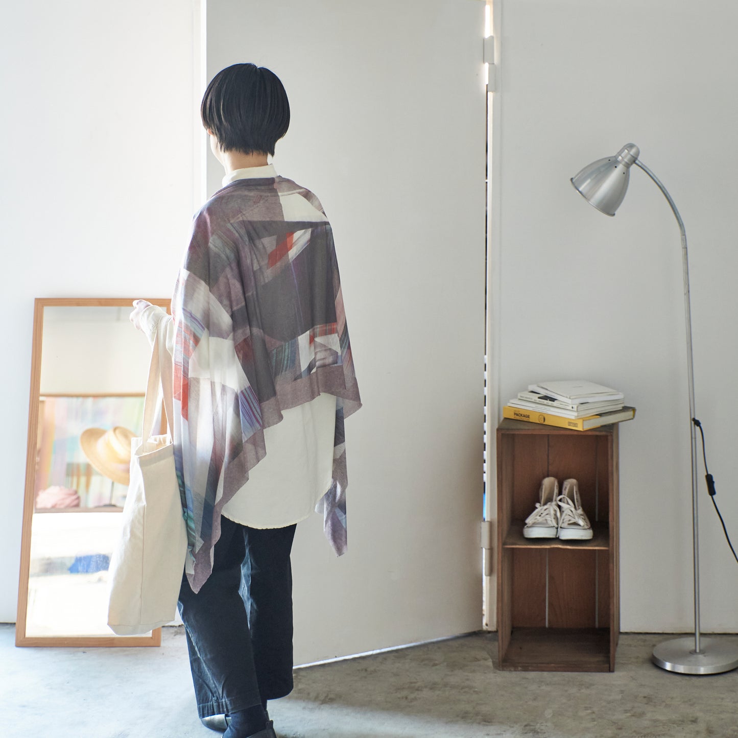 肌に馴染むニットストール - BLOCK DURING A WAVE - 1color