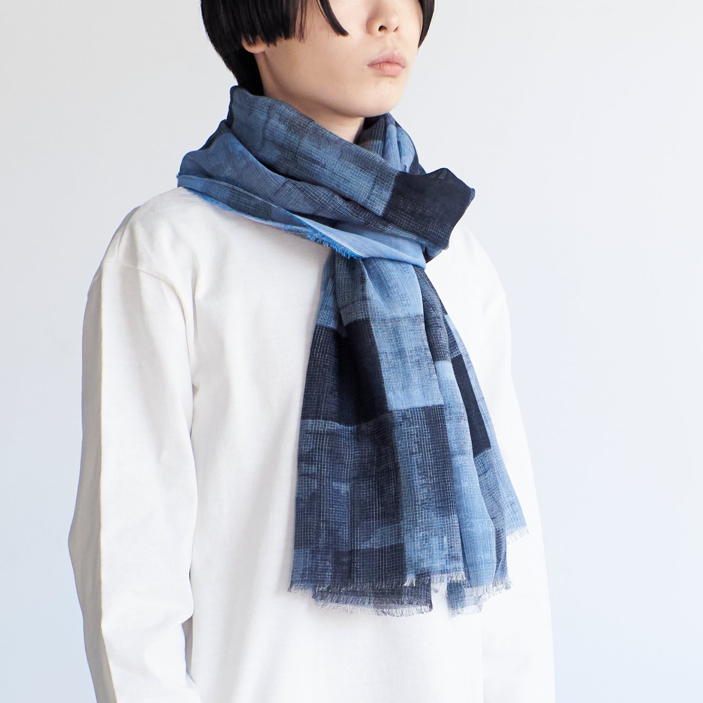 さらっと軽やかなコットンガーゼストール　COTTON GAUZE STONE BLOCK POINTILLISM - 8color