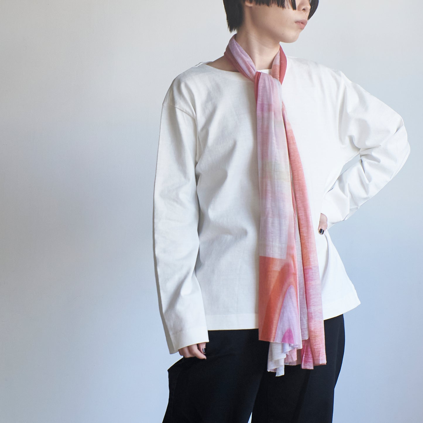 肌に馴染むニットストール - RAIN STRIPE - 1color