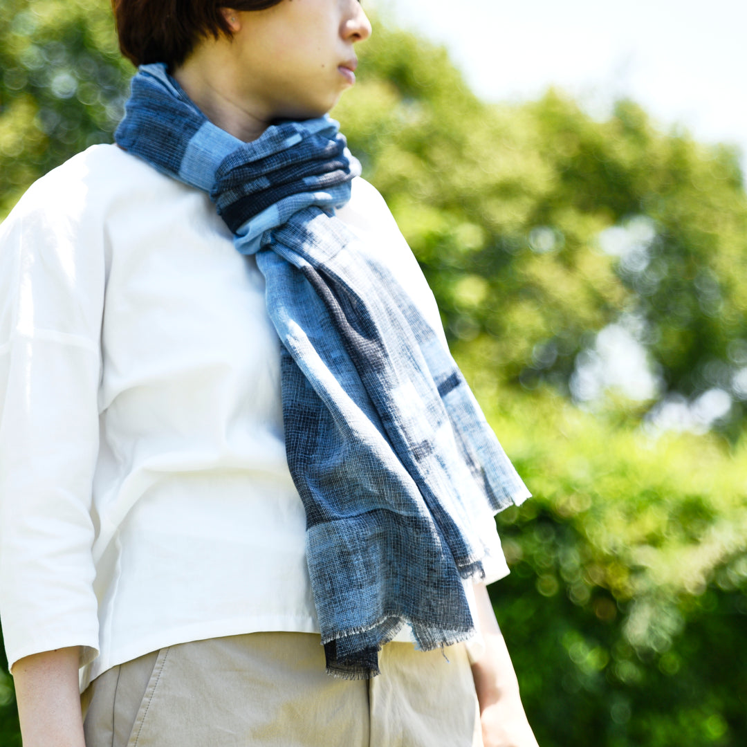 さらっと軽やかなコットンガーゼストール　COTTON GAUZE STONE BLOCK POINTILLISM - 8color