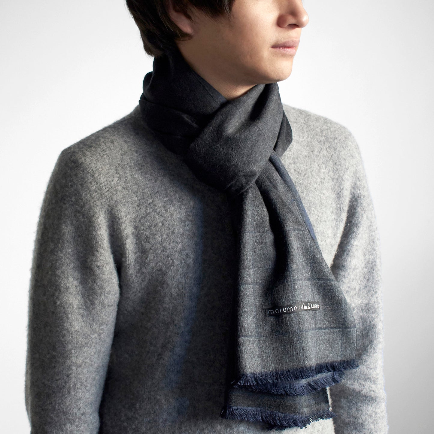 滑らかで暖かいシルク起毛マフラー _WINDOW PANE /5color