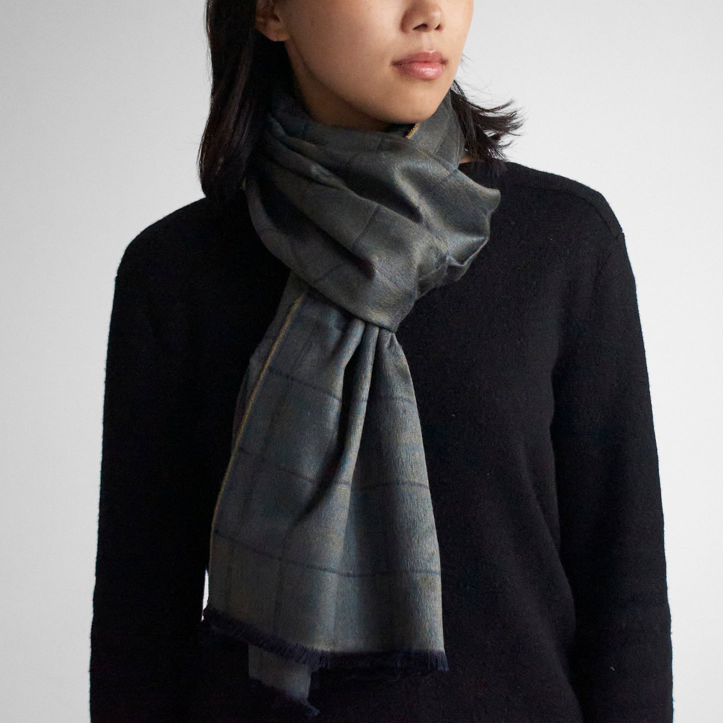 滑らかで暖かいシルク起毛マフラー _WINDOW PANE /5color