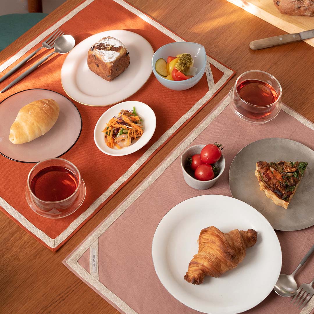 3プレート用のリネンテープランチョンマット _ 35cm×50cm