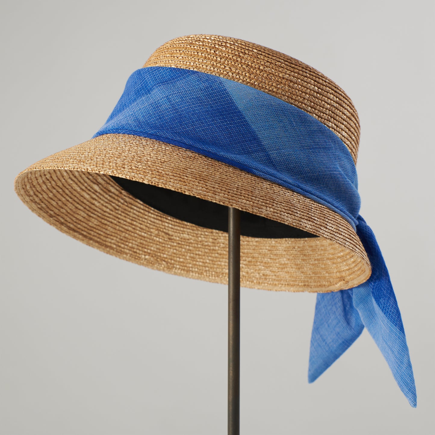 ストールリボンの麦わら帽子　Crochet straw hat _ 3 colors