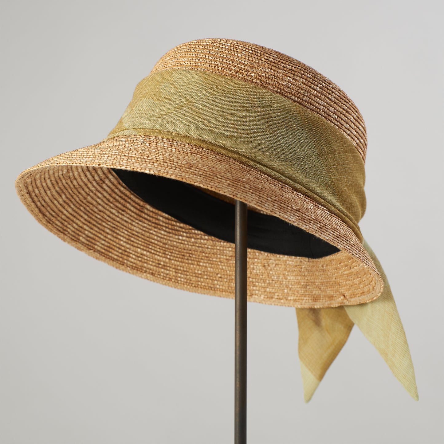 ストールリボンの麦わら帽子　Crochet straw hat _ 3 colors