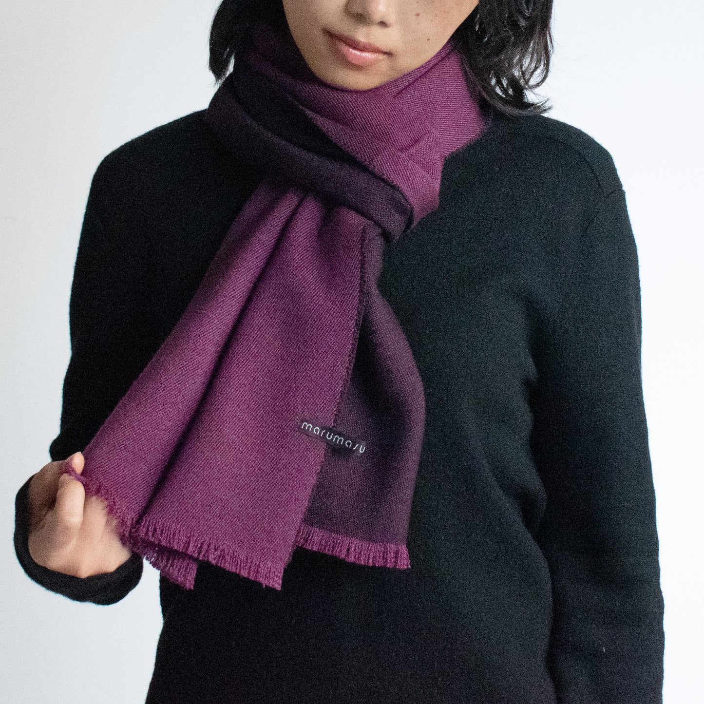 巻きやすいサイズのリバーシブルウールマフラー _ 4 colors