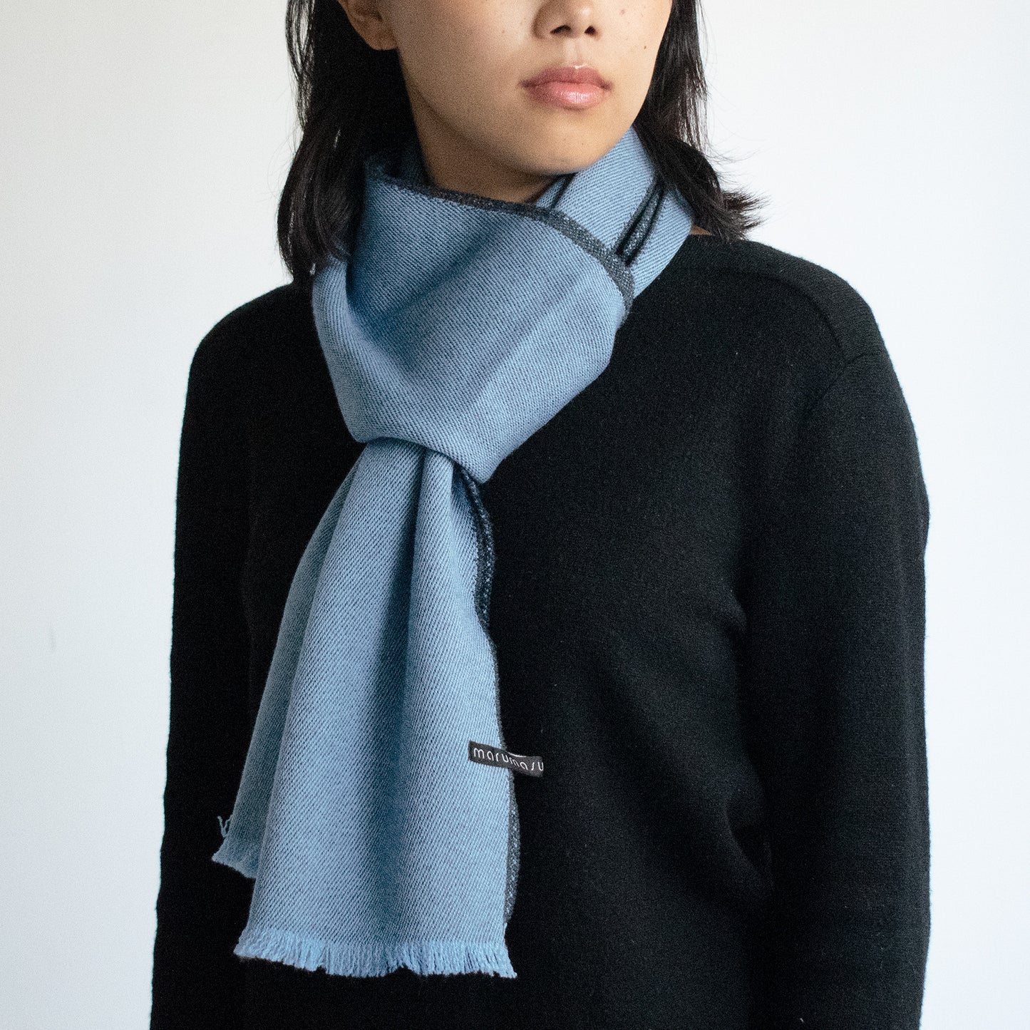 巻きやすいサイズのリバーシブルウールマフラー _ 4 colors